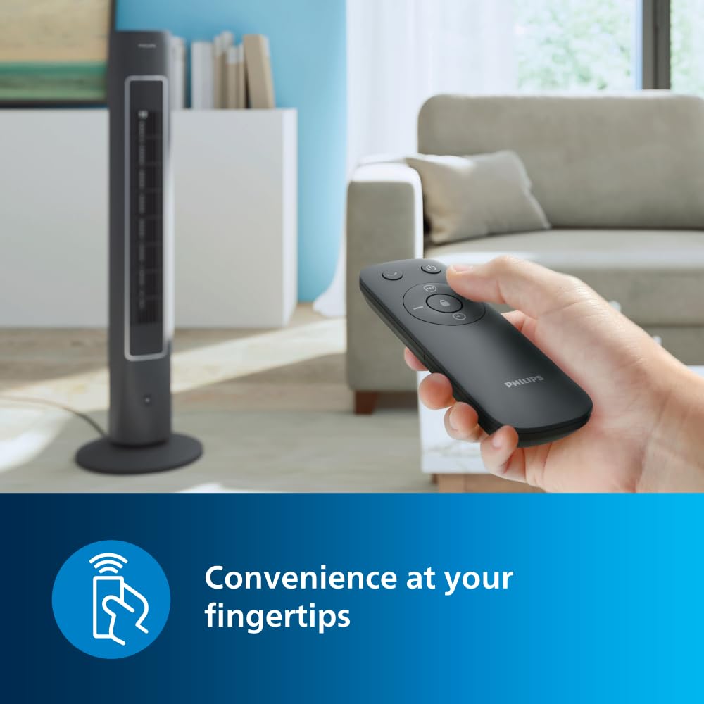 PHILIPS CX 5535/11 High Performance Bladeless Technology Tower Fan with Touchscreen Panel and Remote Control, Quiet Operation, Low Power Consumption and Lightweight Portable Body.