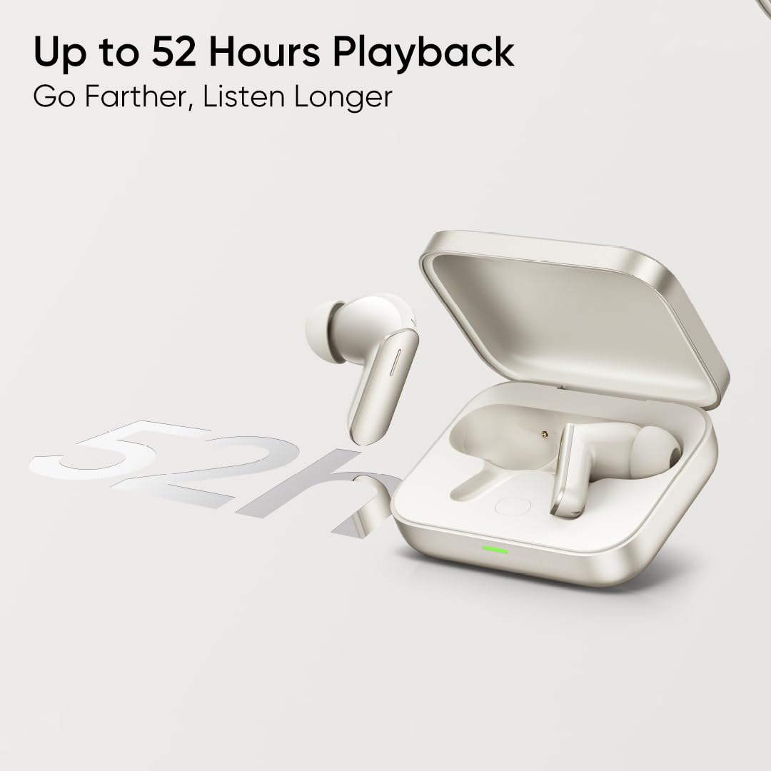 realme Buds Air 7,12.4mm Dynamic Bass Drivers,52Hrs Playtime,52dB Hybrid ANC,6 Mic ENC,45ms Low Latency,360° Spatial Audio,Hi-Res LHDC,IP55 Dust & Water Resistant,True Wireless TWS BT v5.4(Ivory Gold)