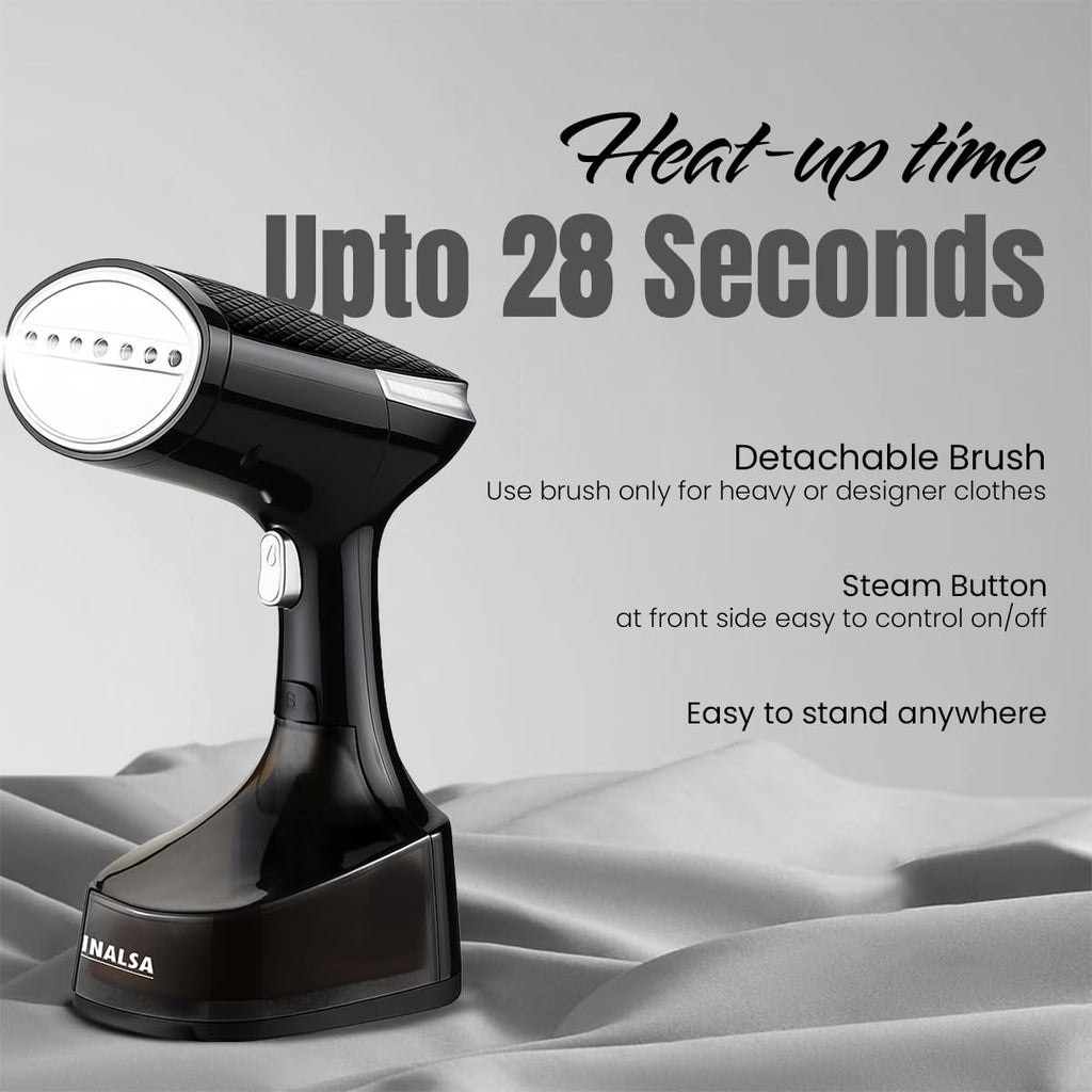 INALSA Garment Steamer for Clothes,Steam Iron Press - Vertical & Horizontal Steaming up to 25g/min, 1600 Watt,340 ml Water tank & 28 sec Fast Heating,Hetaing On/OFF Indicator Light (Cosicosy)