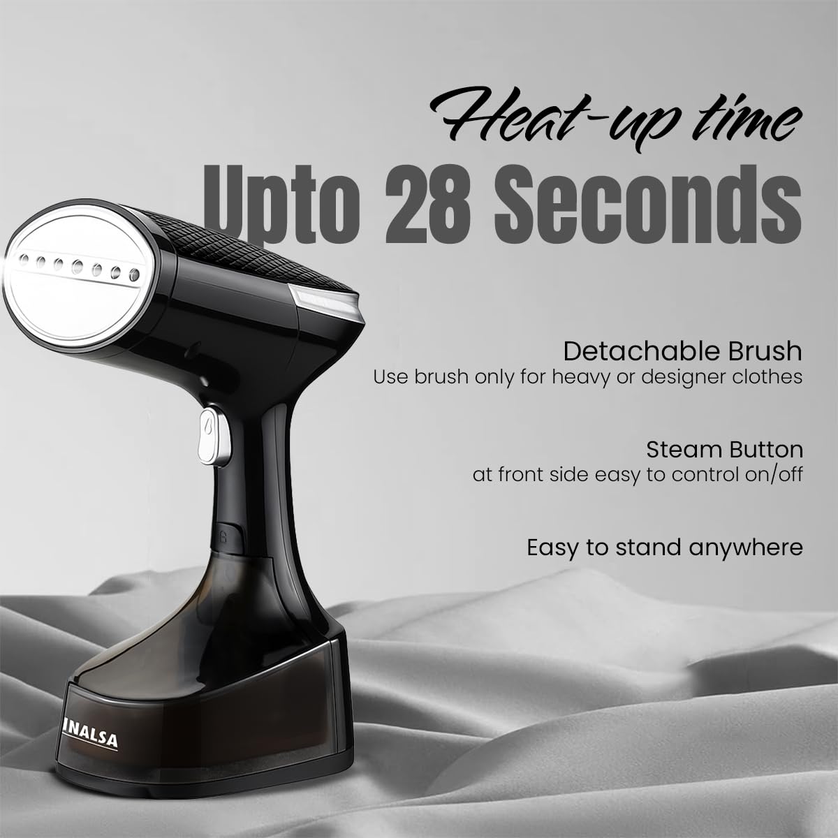 INALSA Garment Steamer for Clothes,Steam Iron Press - Vertical & Horizontal Steaming up to 25g/min, 1600 Watt,340 ml Water tank & 28 sec Fast Heating,Hetaing On/OFF Indicator Light (Cosicosy)