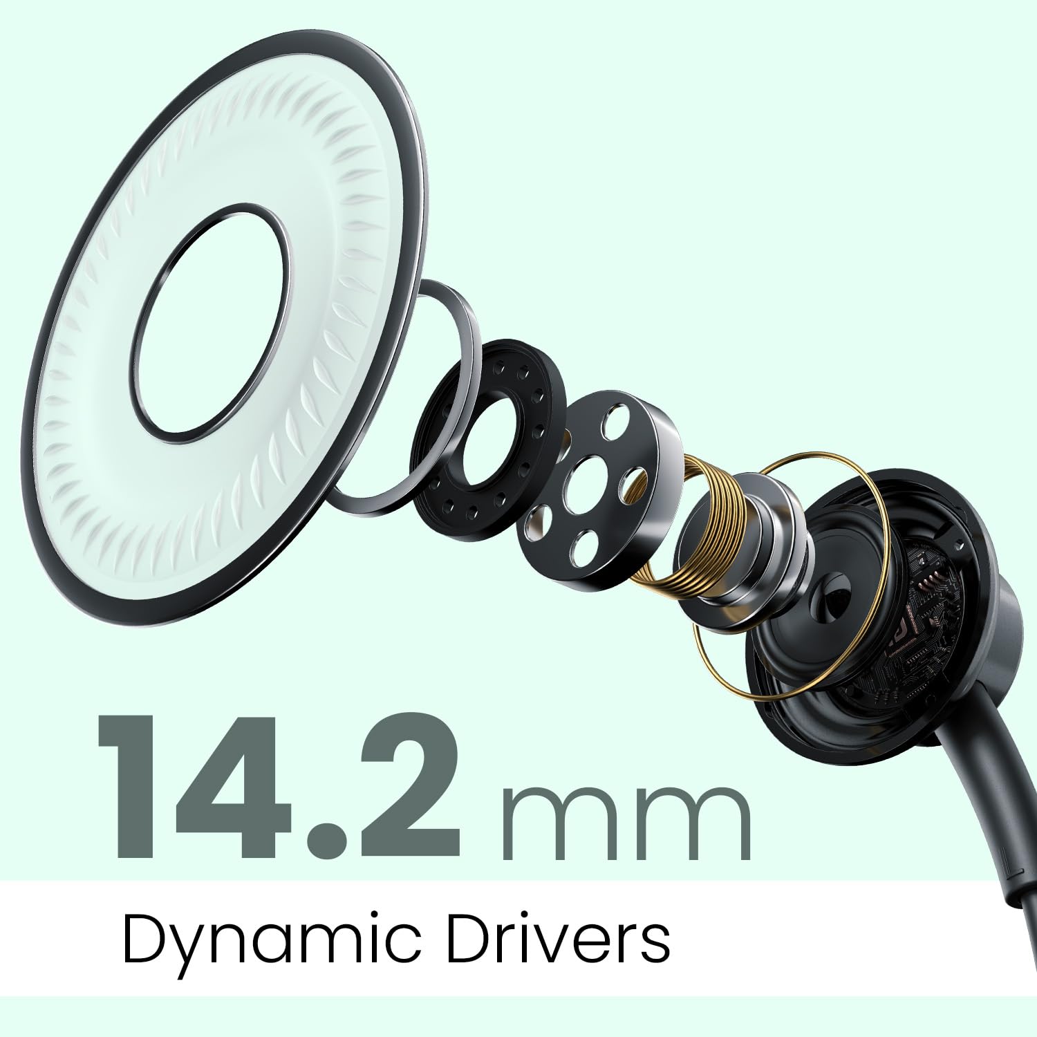 Portronics Conch Gamma C in Ear Type C Wired Earphones with in Line HD Mic & Magnetic Earbuds, Powerful Audio, 14.2mm Driver, TPE Anti Tangle Wire, in line Controls, Wide Compatibility(Black)