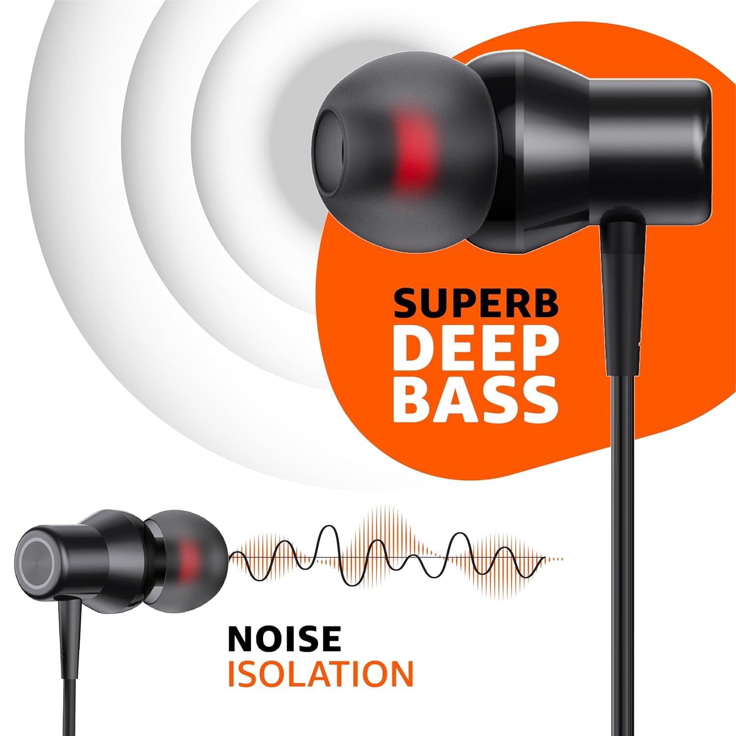 amazon basics EP2 in Ear Type C Wired Earphones with Mic, Tangle Free 1.18 Metre Cable, Metallic Design, 10mm Drivers, in Line Mic & Volume Controller (Black)