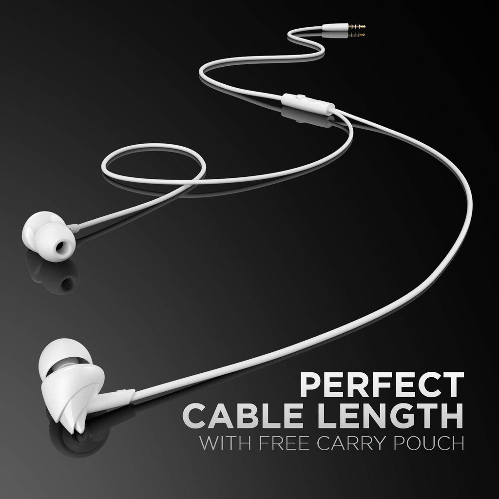 boAt Bassheads 100 in Ear Wired Headphones with Mic (White)