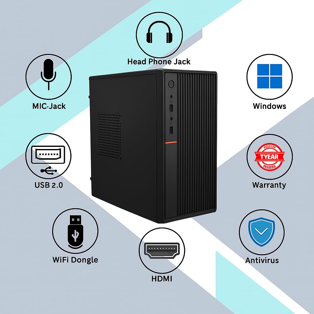 TECNICO Hi Performance Desktop Computer, Core i5 Processor, 8GB DDR3 RAM, 128GB SSD, 500GB HDD, 20inch LED Monitor, Keyboard and Mouse, Windows 11, WiFi