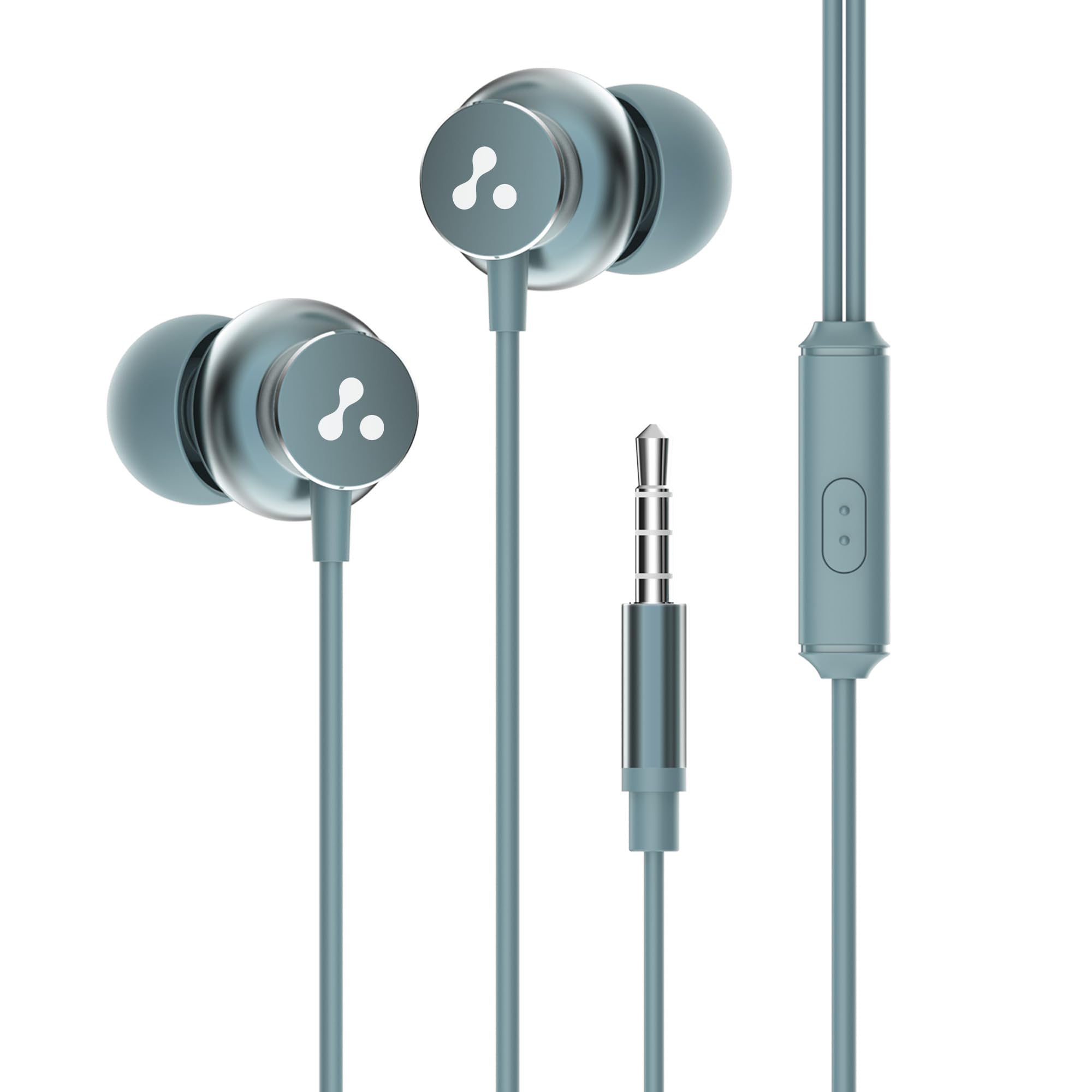 Ambrane Stringz 38 Wired Headphones with Mic, Powerful HD Sound with High Bass, Tangle Free Cable, Comfort in Ear Fit, 3.5mm Jack (Purple)