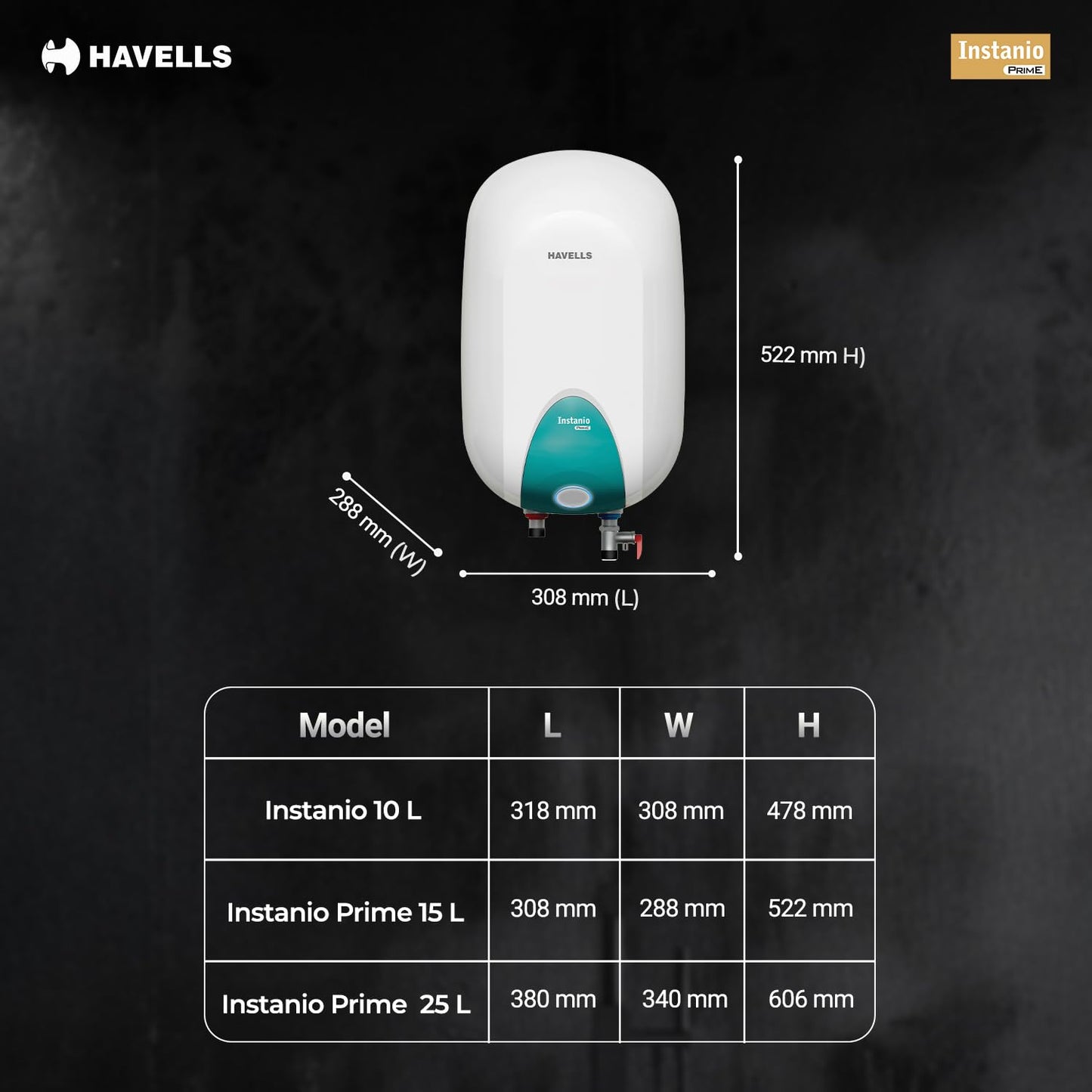 Havells Instanio Prime 15L Storage Water Heater(Geyser)|Faster Heating|Safer to use|Saves electricity|Engineered for Hard Water|Color Changing LED Indicator|Anti Rust Tank|Mcoloy Heating Element