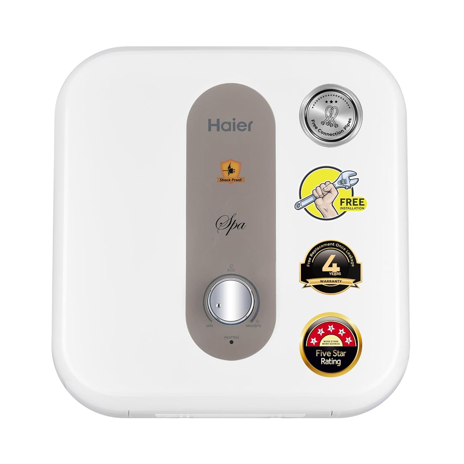 Haier (ES25V-EC-S1) Electric Storage 25 Litre Vertical Shock Proof, ABS Body, anti corrosion UMC tank,(White),BPS technology, Super Fast heating, Warranty-7 Years