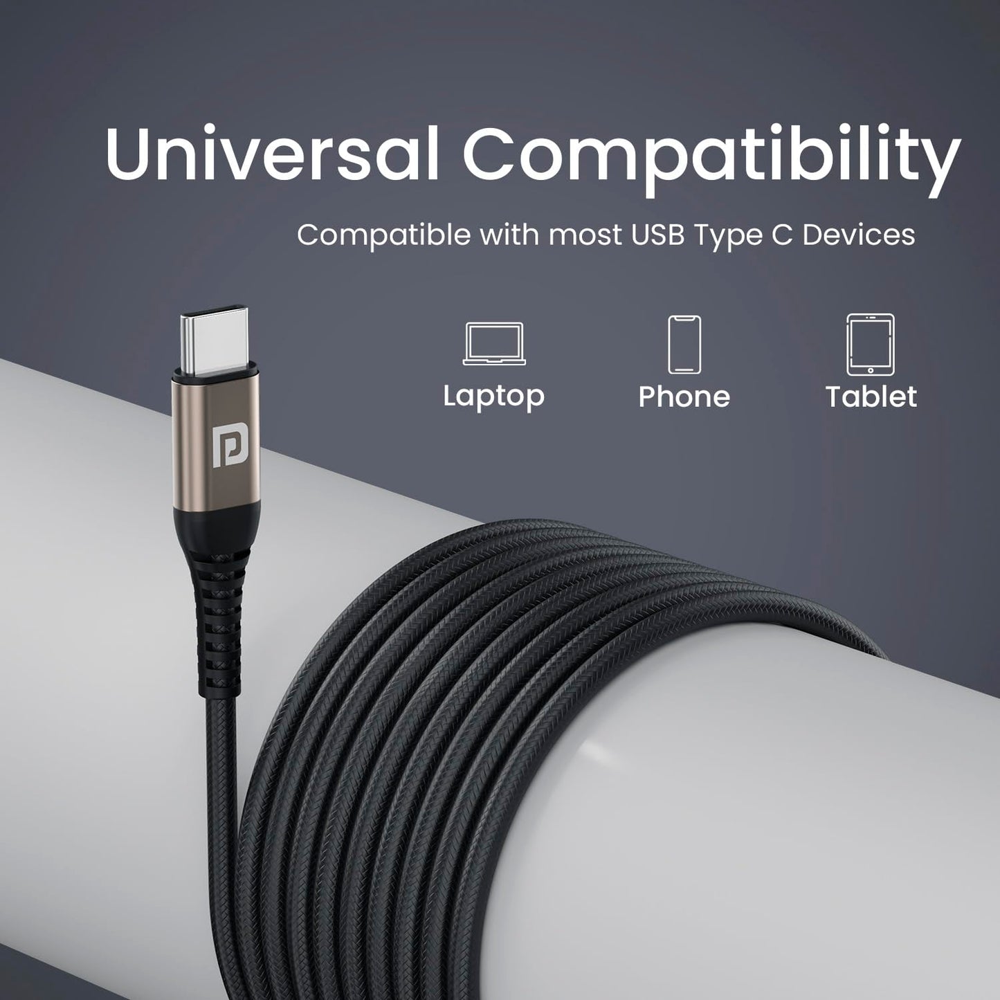 Portronics Conch Tune C in Ear Type C Wired Earphones with Mic,10mm Driver, 1.2m Nylon Braided Anti Tangle Wire, in line Controls, Metal Alloy Body, Wide Compatibility(Grey)