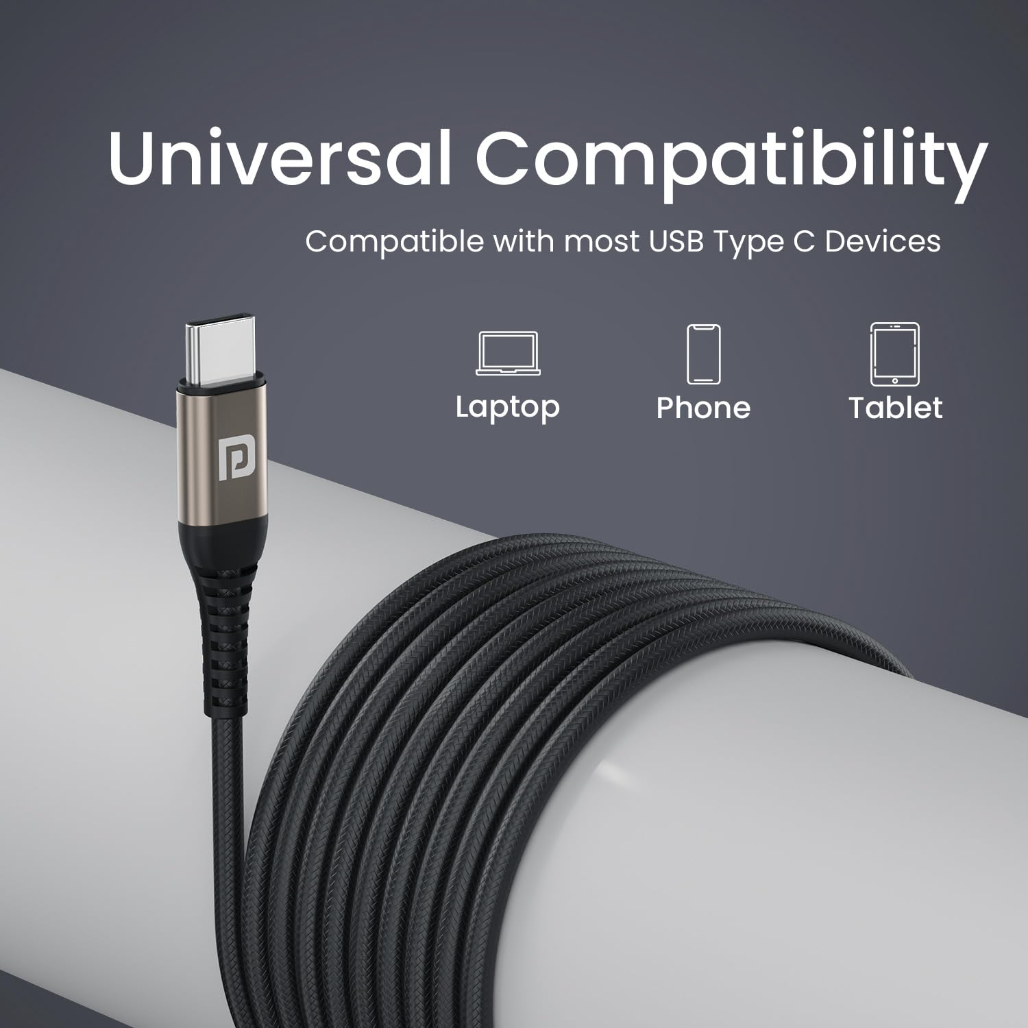 Portronics Conch Tune C in Ear Type C Wired Earphones with Mic,10mm Driver, 1.2m Nylon Braided Anti Tangle Wire, in line Controls, Metal Alloy Body, Wide Compatibility(Grey)