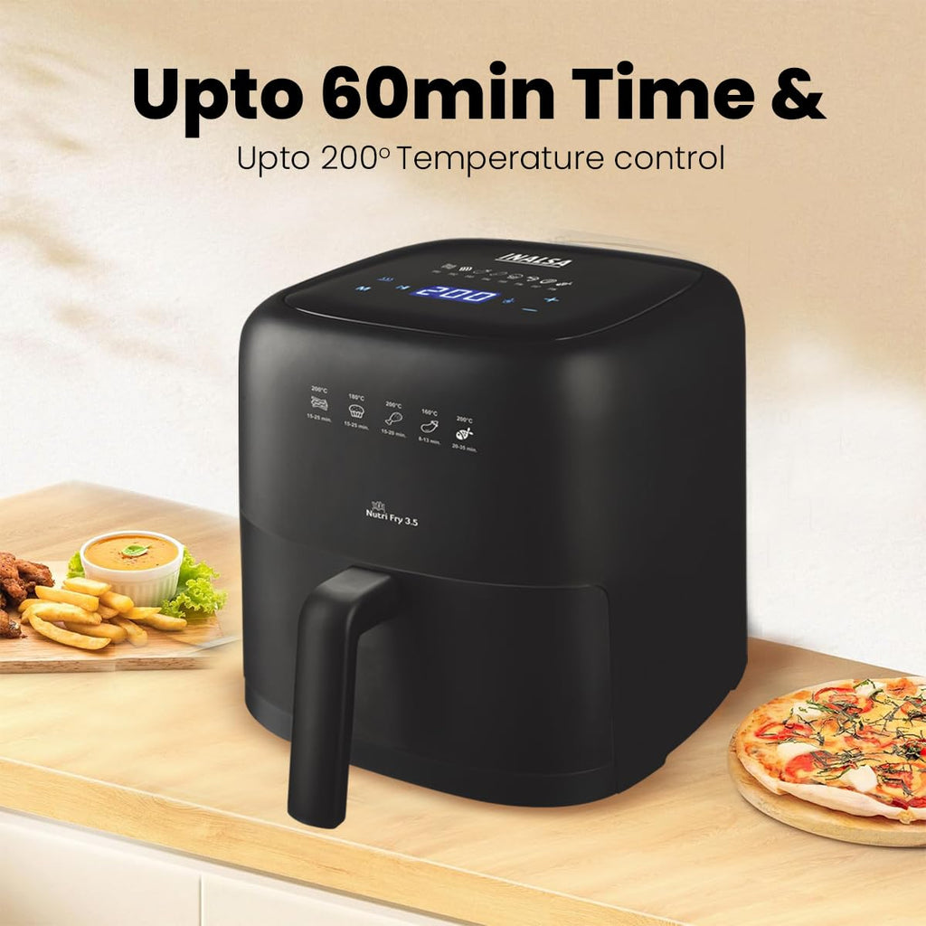 INALSA Air Fryer 3.5 ltr|1400 W with Air Crisp Technology|Temperature & Timer Control|8 Preset Menu & Digital Display|Air fry, Bake,Roast,Reheat,Dehydrate|Airfryer Recipe book-NutriFry 3.5