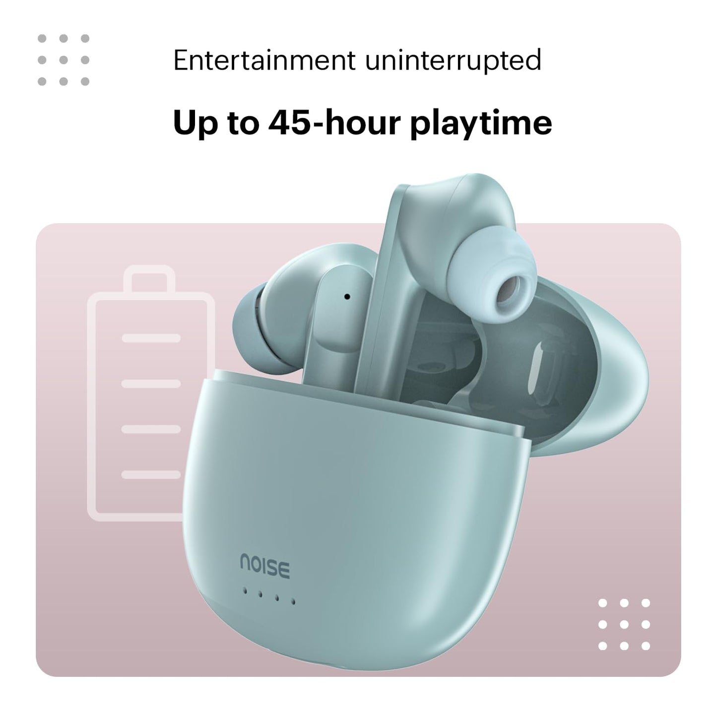 Noise Earbuds VS104 Truly Wireless Earbuds with 45H of Playtime, Quad Mic with ENC, Instacharge(10 Min=200 Min), 13Mm Driver, Low Latency, BT V5.2 (Mint Green)