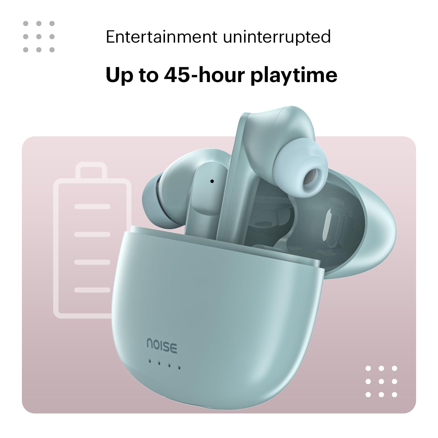 Noise Earbuds VS104 Truly Wireless Earbuds with 45H of Playtime, Quad Mic with ENC, Instacharge(10 Min=200 Min), 13Mm Driver, Low Latency, BT V5.2 (Mint Green)