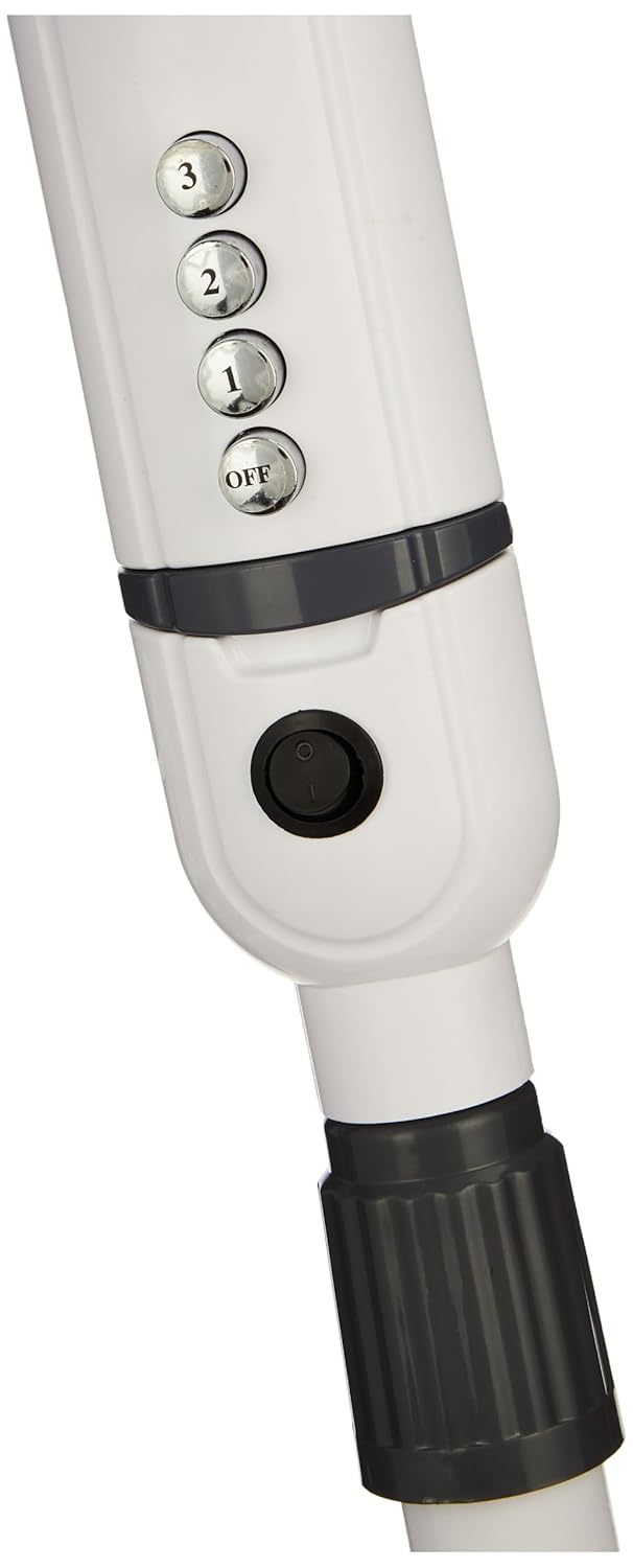 amazon basics High-Speed Oscillating Pedestal Fan I 3 Adjustable Fan Speeds | Rust Resistant Body, Adjustable Length | RPM 2200 | 400mm Sweep Length (White)