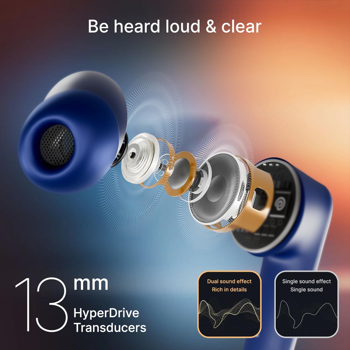 pTron Bassbuds Spark in-Ear TWS Earbuds with Stereo Sound, 40Hrs Playtime, Stereo Calls, Bluetooth V5.3 Headphones with Quick Pairing, Touch Control, Voice Assistant, Type C Charging & IPX5 (Blue)