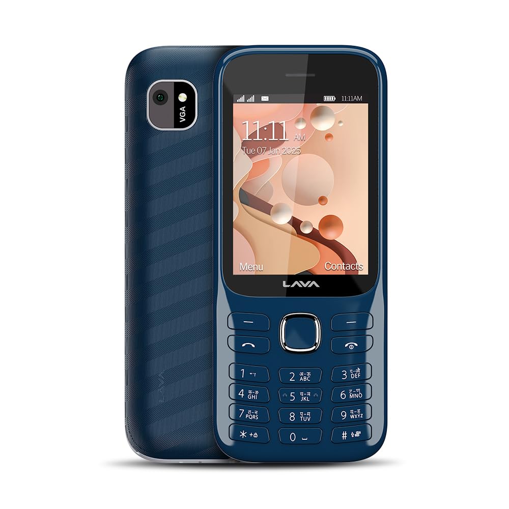 Lava Gem 2025 Dual Sim Keypad Phone (2.8" Display, Camera & Flash) | 2575mAh Smart AI Powerful Battery | Wireless FM & Recording | Stereo Speakers | Call Recording (Blue Chrome)