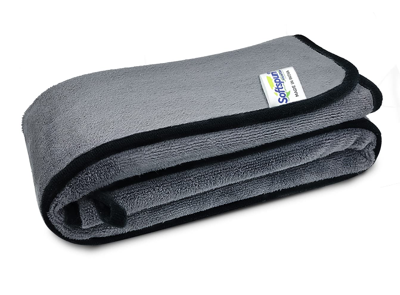SOFTSPUN Microfiber Cloth - 4 pcs - 40x40 cms - 340 GSM Grey! Thick Lint & Streak-Free Multipurpose Cloths - Automotive Microfibre Towels for Car Bike Cleaning Polishing Washing & Detailing.