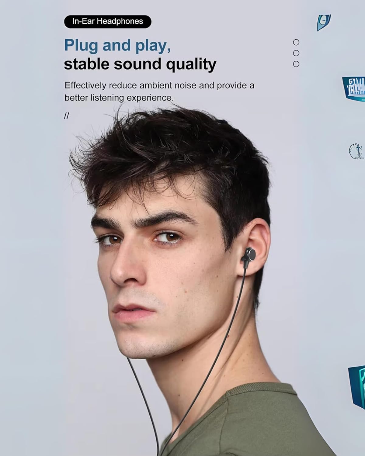 VEROX Nylon Braided Type C Wired Earphone with Inline Control Mic and Volume Control Anti Tangle Wire Compatible with Type-C Devices- Black