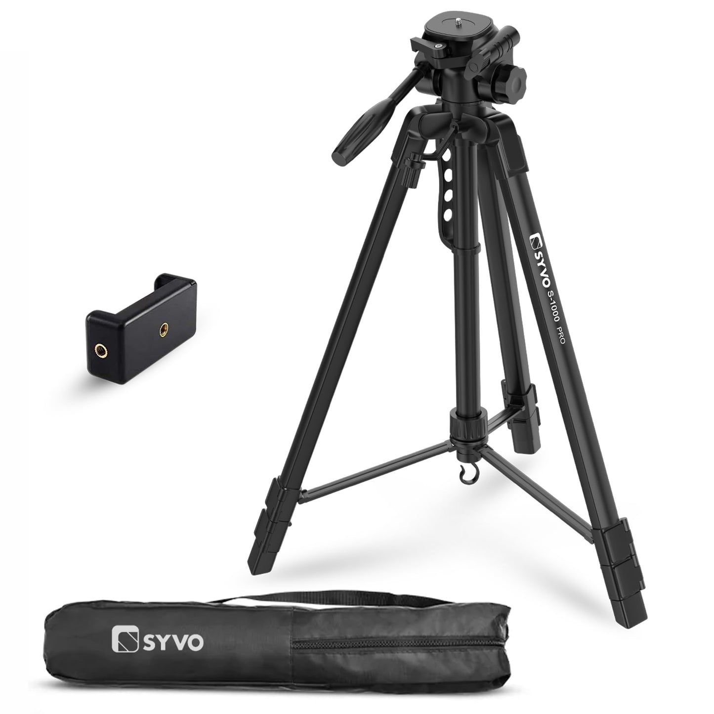 Syvo WT 3130 Aluminum Tripod (133CM), Universal Lightweight Tripod with Mobile Phone Holder Mount & Carry Bag for All Smart Phones, Gopro, Cameras