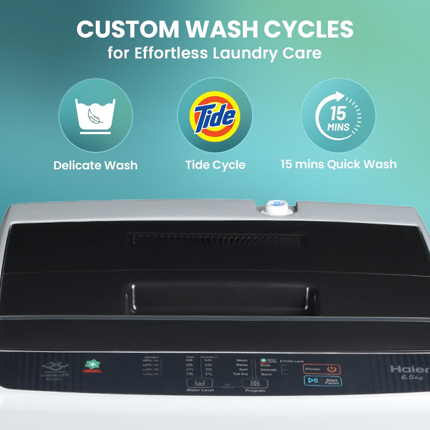 Haier 6 kg 5 Star Oceanus Wave Drum Washing Machine Fully Automatic Top Load (HWM60-AE, Moonlight Silver)