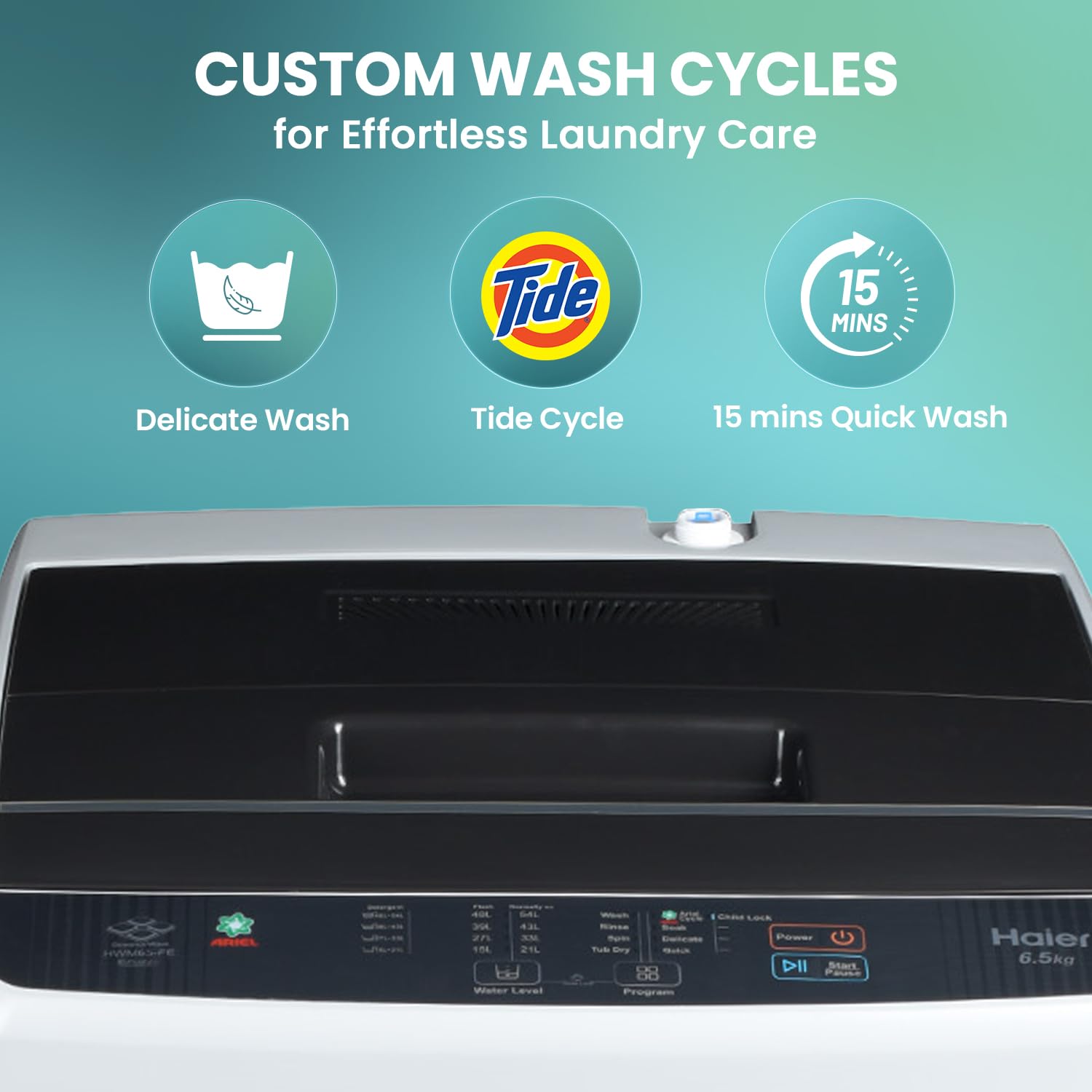 Haier 6 kg 5 Star Oceanus Wave Drum Washing Machine Fully Automatic Top Load (HWM60-AE, Moonlight Silver)