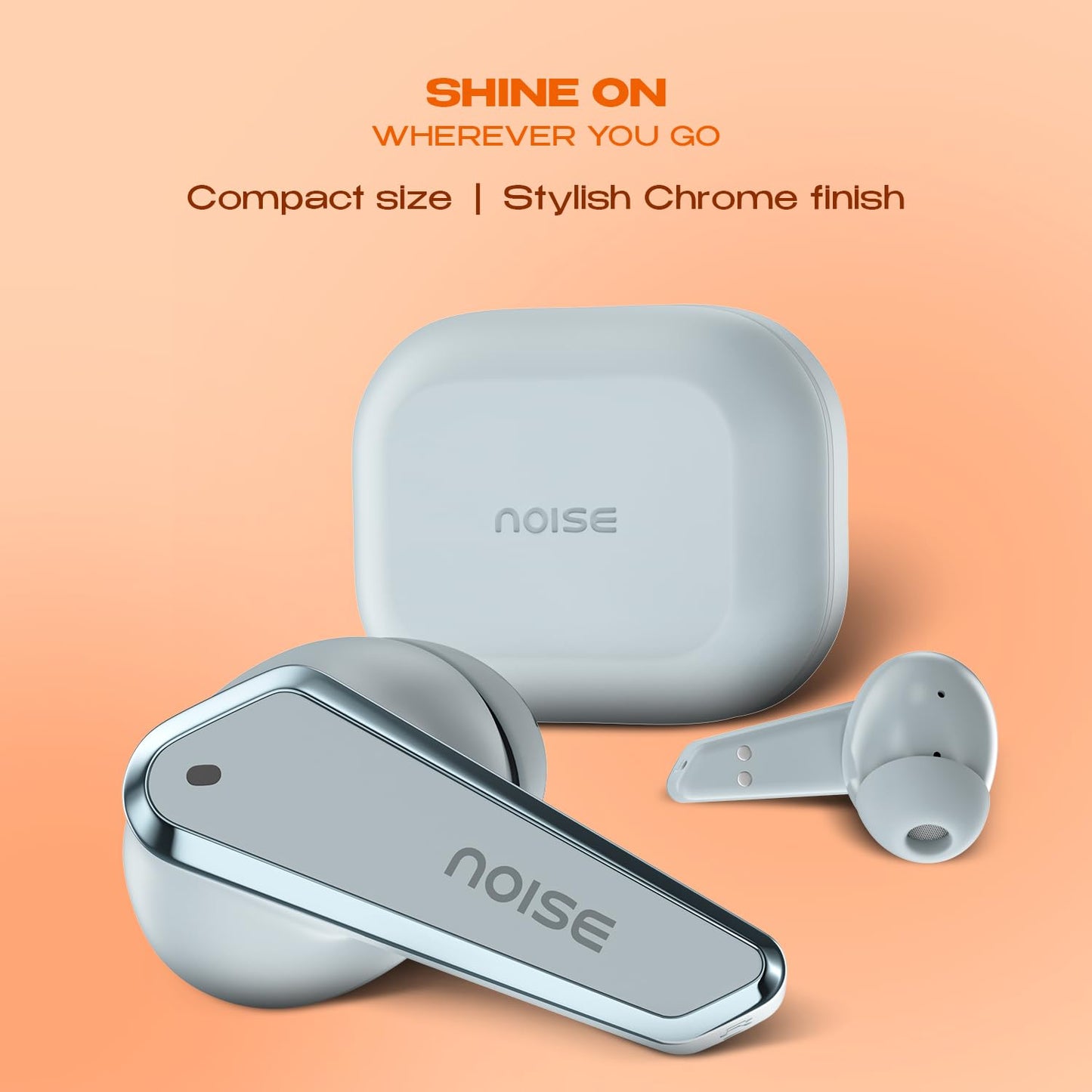 Noise Earbuds N1 Truly Wireless Earbuds with Chrome Finish, 40H of Playtime, Quad Mic with ENC, Ultra Low Latency Gaming (Up to 40 Ms), Instacharge(10 Min=120 Min), Bluetooth V5.3(Ice Blue)