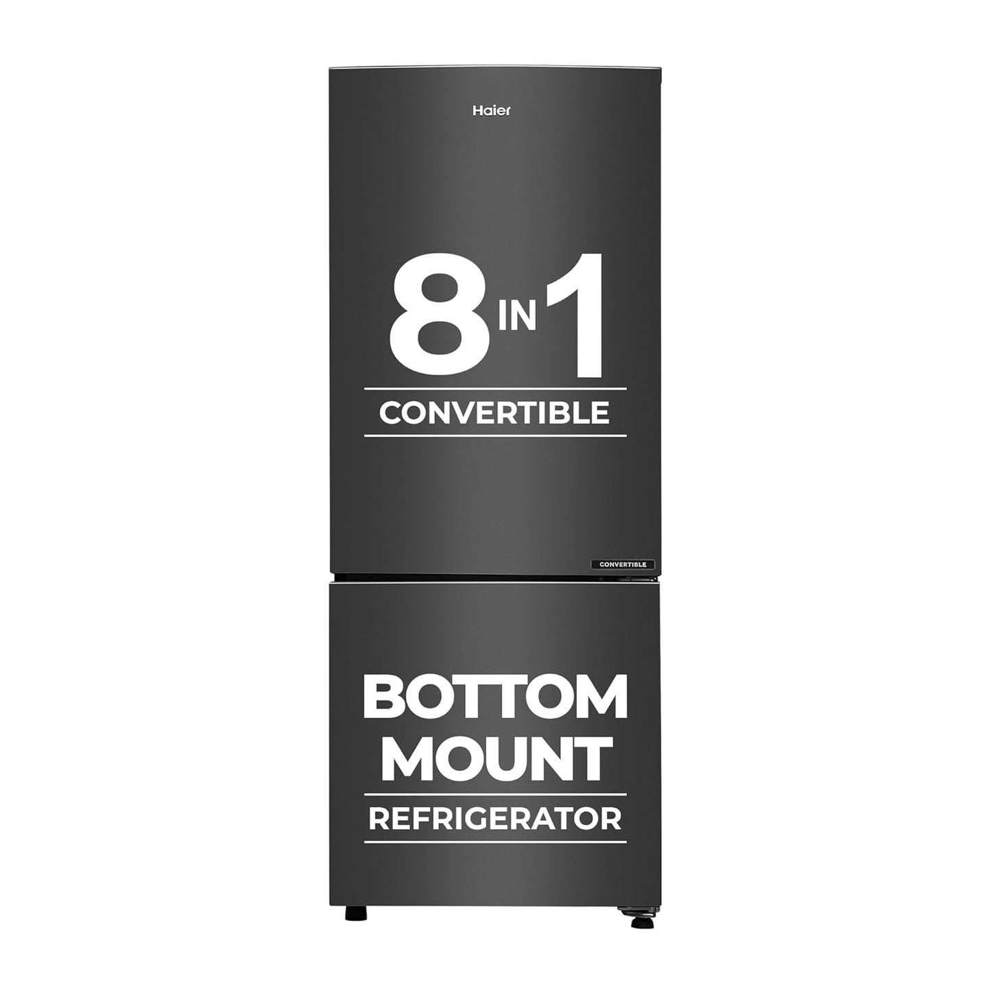 Haier 237 L, 3 Star, 8 In 1 Convertible, Twin Inverter Technology, Bottom Mounted Frost Free Double Door Refrigerator (HEB-243GB-P, GE Black)