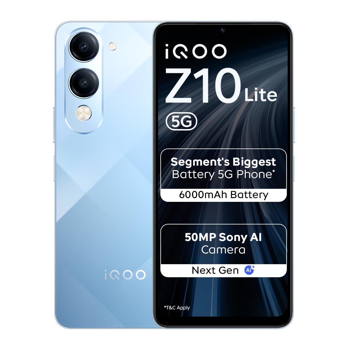 iQOO Z10 Lite 5G (Titanium Blue, 4GB RAM, 128GB Storage) | 6000 mAh Battery | Dimensity 6300 5G Processor with 433K+* AnTuTu Score | IP64 Rated & Military Grade Shock-Resistance*