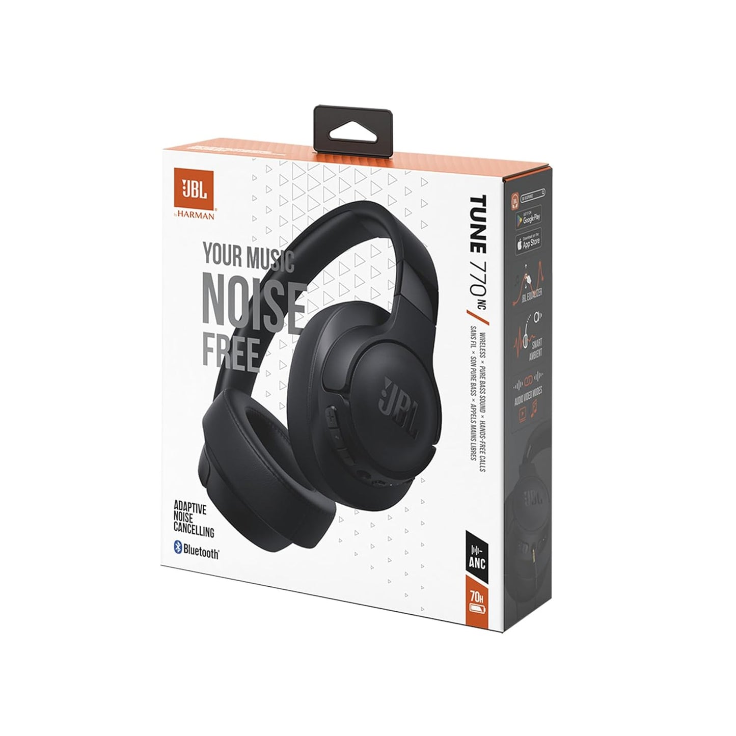 JBL Tune 770NC Wireless Over Ear ANC Headphones with Mic, Upto 70 Hrs Battery, Speed Charge : 5 min Charge Gives up to 3H of Playback, Google Fast Pair, Dual Pairing, BT 5.3 (Black)