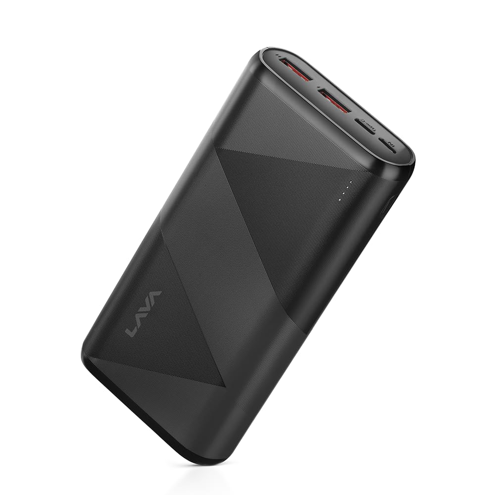 Newly Launched Lava POWERMAX [20000mAh] 22.5W Premium Fast Charging Power Bank with Triple Charging Ports, Superior Graphic Design, Strong Polycarbonate Body & BIS Certified, Made in India (Black)