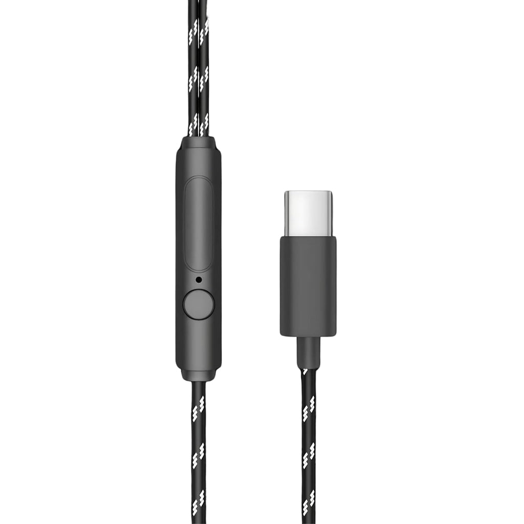 GZT Blast-C in Ear Type C Earphone with Nylon PVC Braided Wire, in-Line Volume Controller & Powerful HD Mic, Clear Sound, Noise Isolation Compatible with Oneplus, Samsung, Oppo, Vivo, Redmi- Black