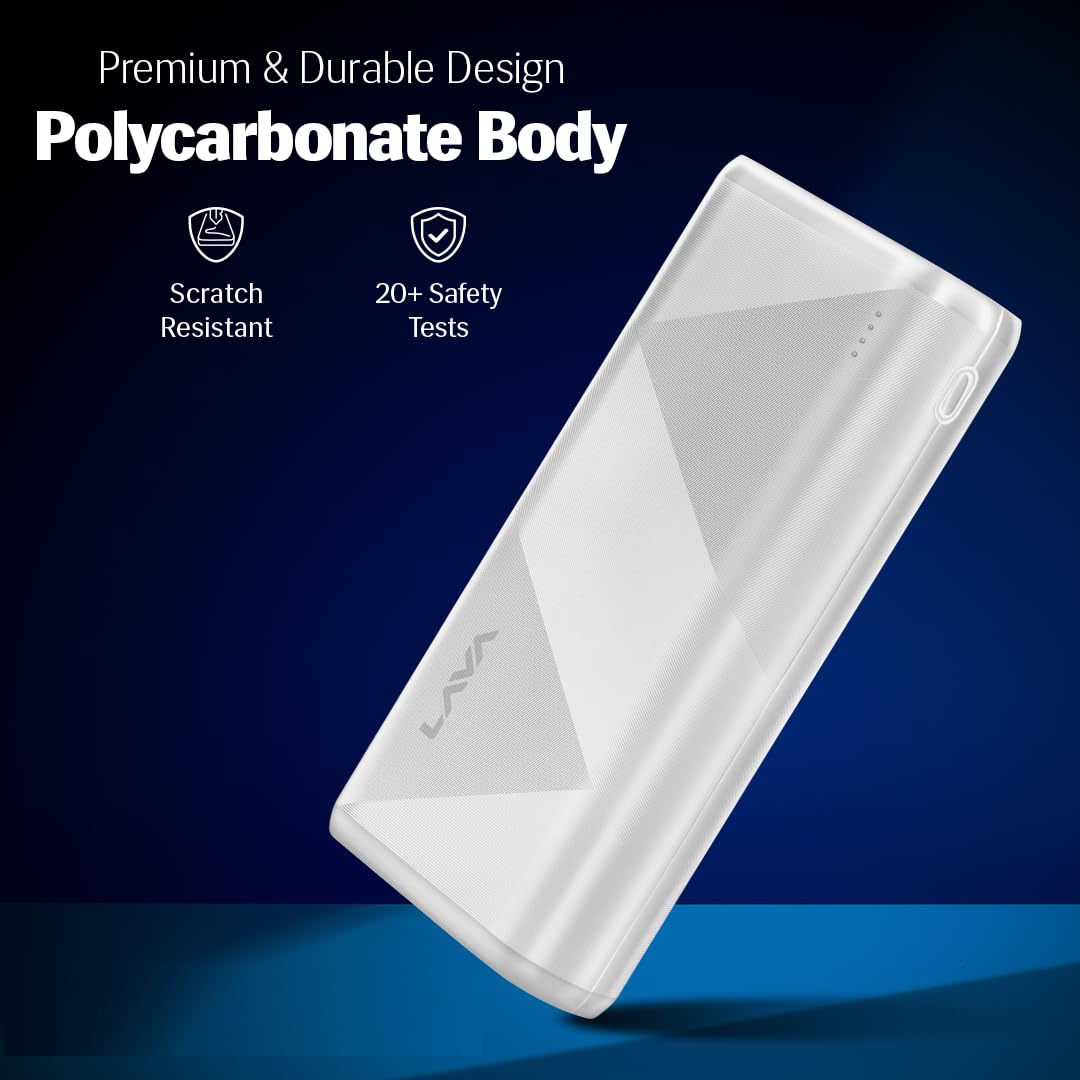 Newly Launched Lava POWERMAX [20000mAh] 22.5W Premium Fast Charging Power Bank with Triple Charging Ports, Superior Graphic Design, Strong Polycarbonate Body & BIS Certified, Made in India (Black)