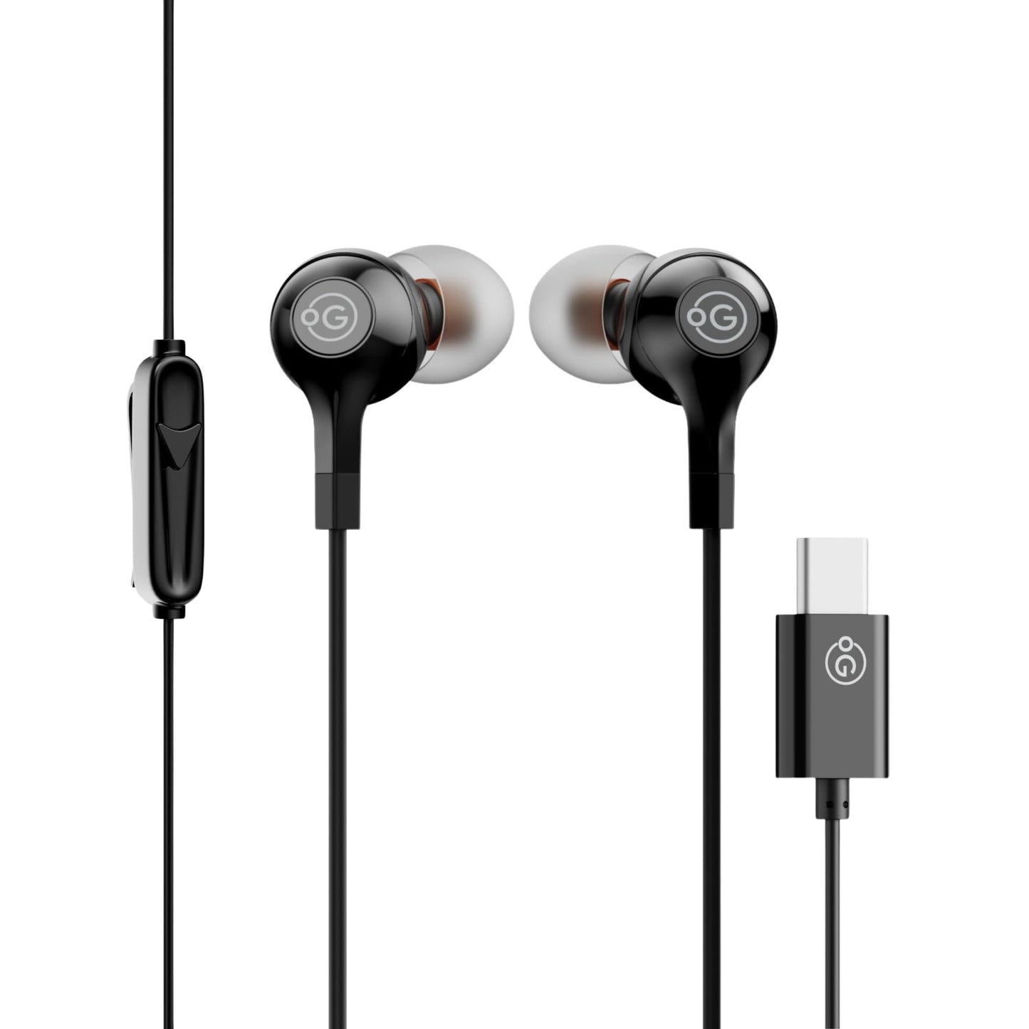 OOGE Beat 5 Wired in Ear Headphones with Mic & Magnetic Eartips, High Bass (PureTone), Type-C Jack, Inline Control, Premium Metallic Finish, Angled Buds for Comfort fit (Platinum)