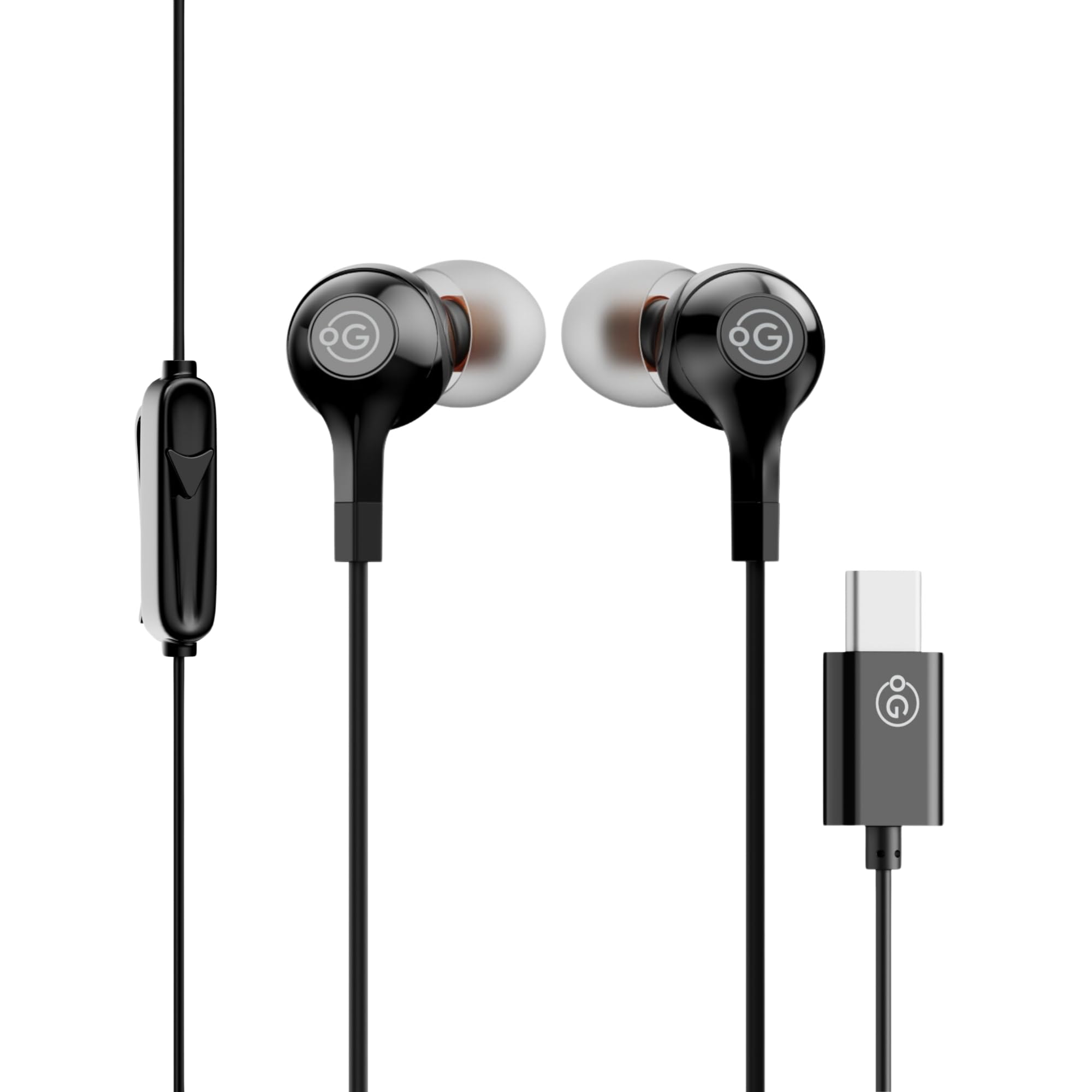 OOGE Beat 5 Wired in Ear Headphones with Mic & Magnetic Eartips, High Bass (PureTone), Type-C Jack, Inline Control, Premium Metallic Finish, Angled Buds for Comfort fit (Platinum)
