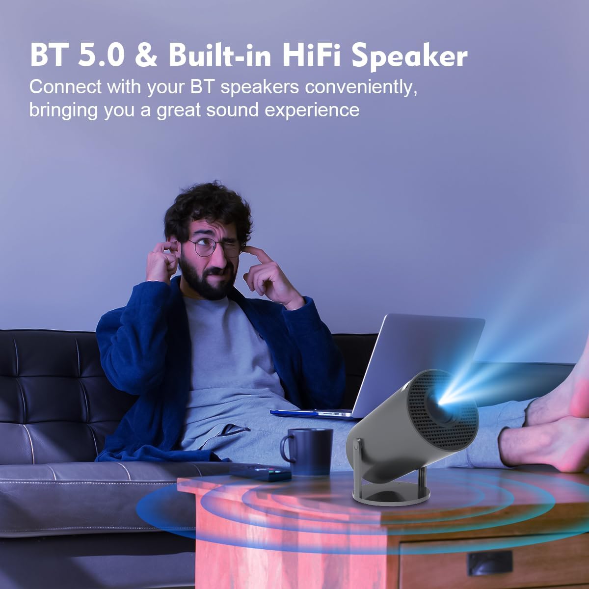 BIGASUAO Mini Projector 4K 1080P Supported, 15000 Lumen Portable WiFi 6 Projector,270° Rotatable Projector with 50% Zoom Home/Outdoor Movie Projector for TV Stick/PS5/Phone/HDMI (BGP37)