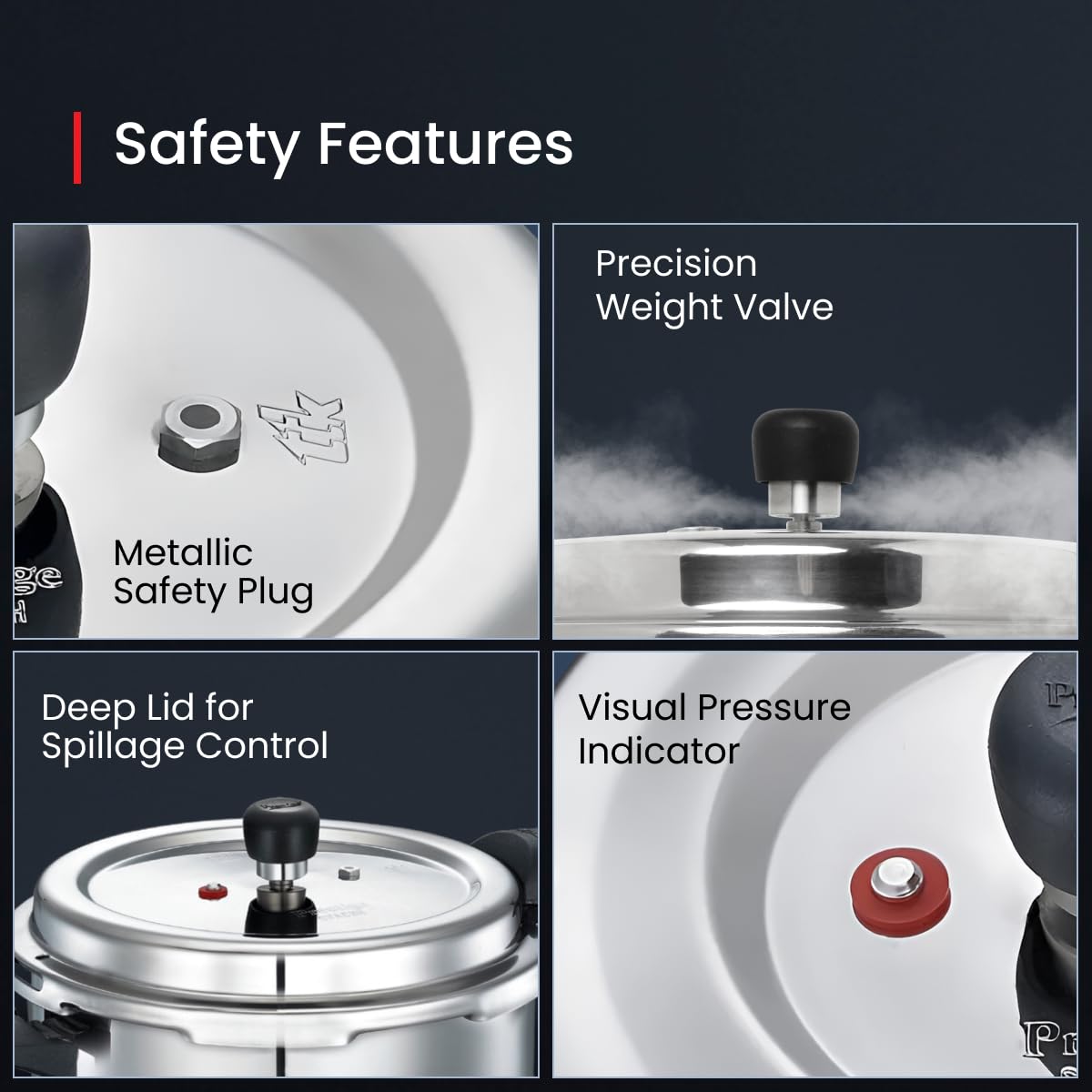 Prestige 3L Svachh Deluxe Alpha stainless steel Pressure Cooker|Outer lid|3-4 personsl|Deep lid for spillage control|Gas & induction compatible|Controlled GasketRelease System|Silver|10 years warranty