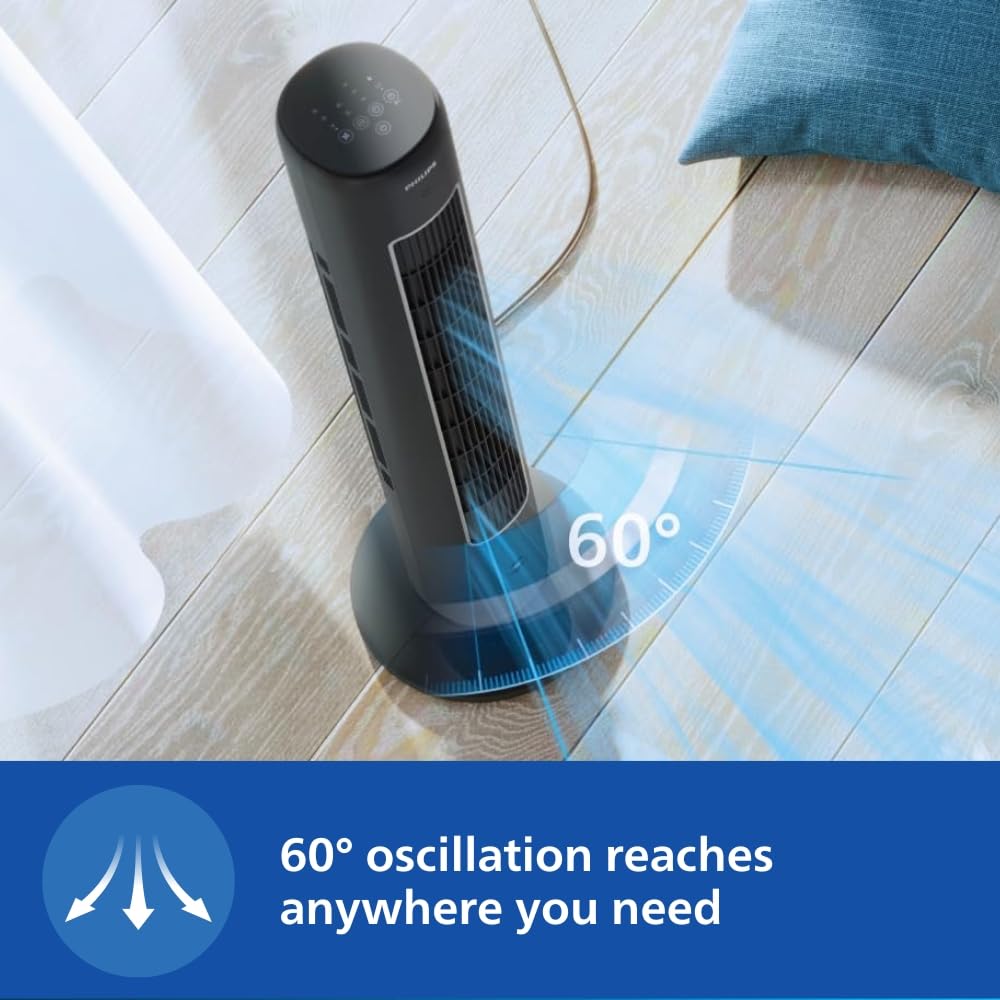 PHILIPS CX 5535/11 High Performance Bladeless Technology Tower Fan with Touchscreen Panel and Remote Control, Quiet Operation, Low Power Consumption and Lightweight Portable Body.