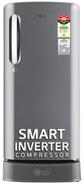 LG 185 L, 5 Star, Smart Inverter Compressor, Direct-Cool Single Door Refrigerator (GL-D201APZU.BPZZEBN, Shiny Steel, Base stand with drawer & Fast Ice Making)