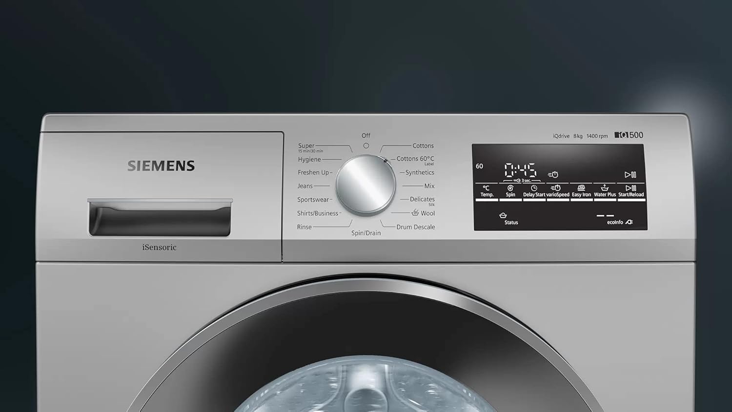 Siemens 8 kg Fully-Automatic Front Loading iQ500 Washing Machine (WM14J46SIN, Silver)