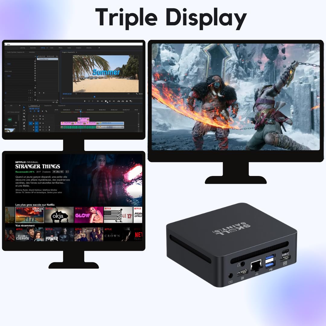 SKULLSAINTS Corex Mini PC Powered By AMD Ryzen 7 4800H (8C, 16T), Triple Display Support, Wi-Fi 6, Bluetooth 5.2, Expandable RAM & Storage (Black, Ryzen 7 4800H, 512, GB, Windows 11 Pro, 16, GB)