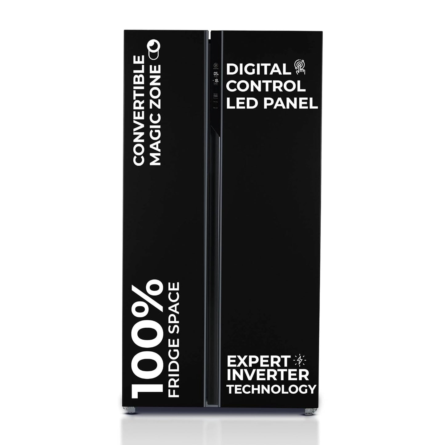 Haier 602L 3Star 2 Door Side by Side Frost Free Refrigerator|100% Convertible|Expert Inverter|Digital Display Panel|Jumbo Ice Maker|Deo Fresh Technology (HRS-682KS, Black Steel)