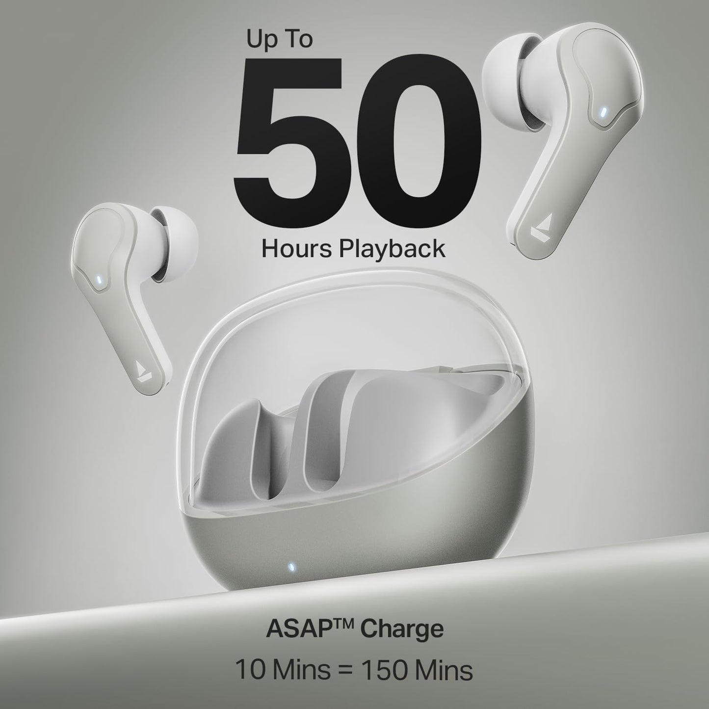 boAt Airdopes Plus 311 (2025 Launch), Glass Design, Dual Mics ENx, Fast Charge, 50 Hrs Battery, Low Latency, IPX4, Bluetooth Earbuds, TWS Ear Buds Wireless Earphones with mic (Ash Grey)