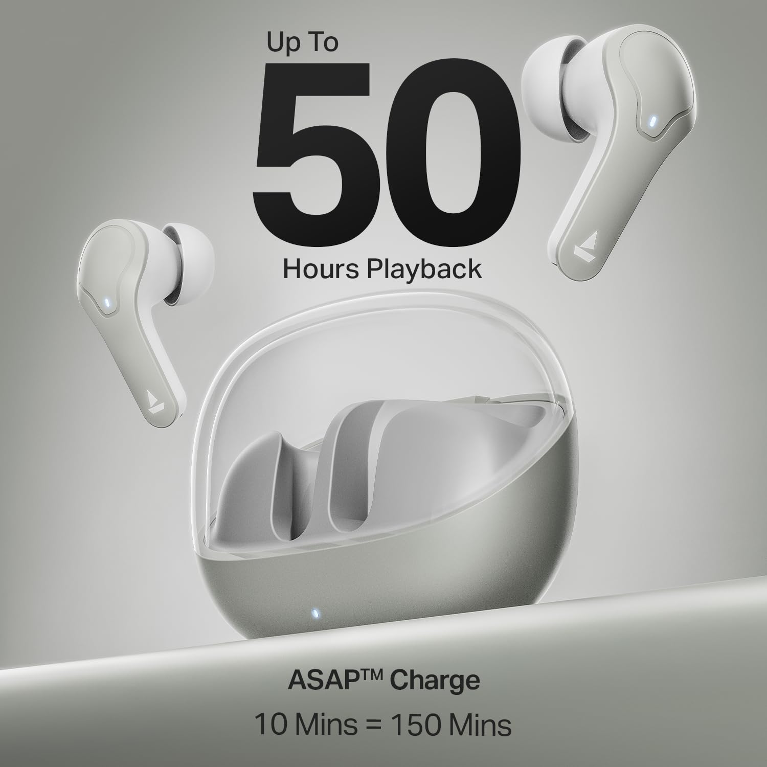 boAt Airdopes Plus 311 (2025 Launch), Glass Design, Dual Mics ENx, Fast Charge, 50 Hrs Battery, Low Latency, IPX4, Bluetooth Earbuds, TWS Ear Buds Wireless Earphones with mic (Ash Grey)