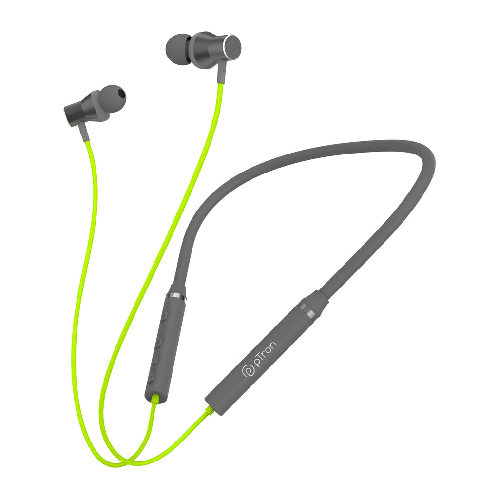 pTron Tangentbeat in Ear Bluetooth 5.0 Wireless Headphones with Mic, Deep Bass, 10mm Drivers, Clear Calls, Dual Pairing, Fast Charging, Magnetic Buds, Voice Assistant & IPX4 Wireless Neckband (Black