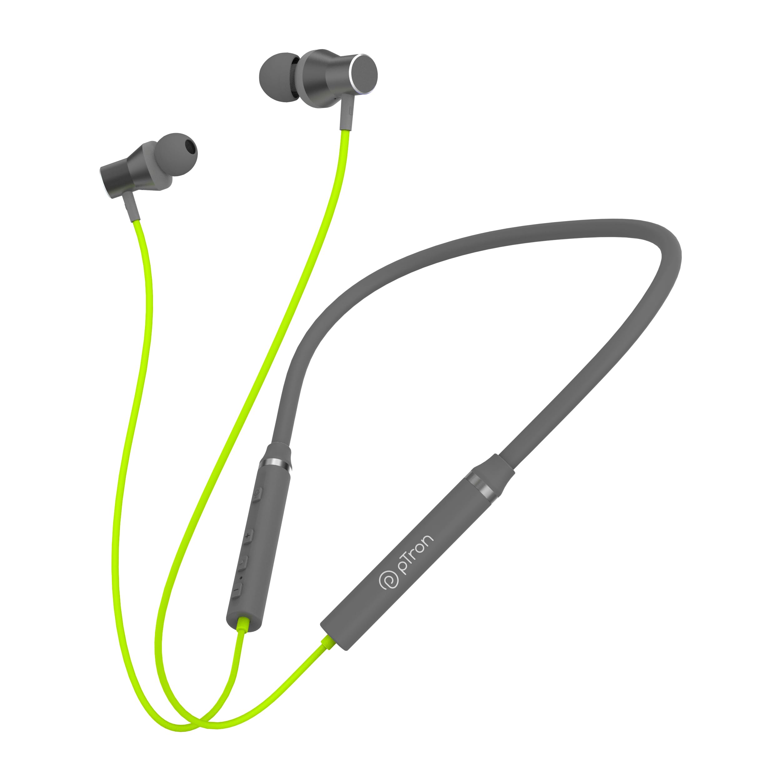 pTron Tangentbeat in Ear Bluetooth 5.0 Wireless Headphones with Mic, Deep Bass, 10mm Drivers, Clear Calls, Dual Pairing, Fast Charging, Magnetic Buds, Voice Assistant & IPX4 Wireless Neckband (Black