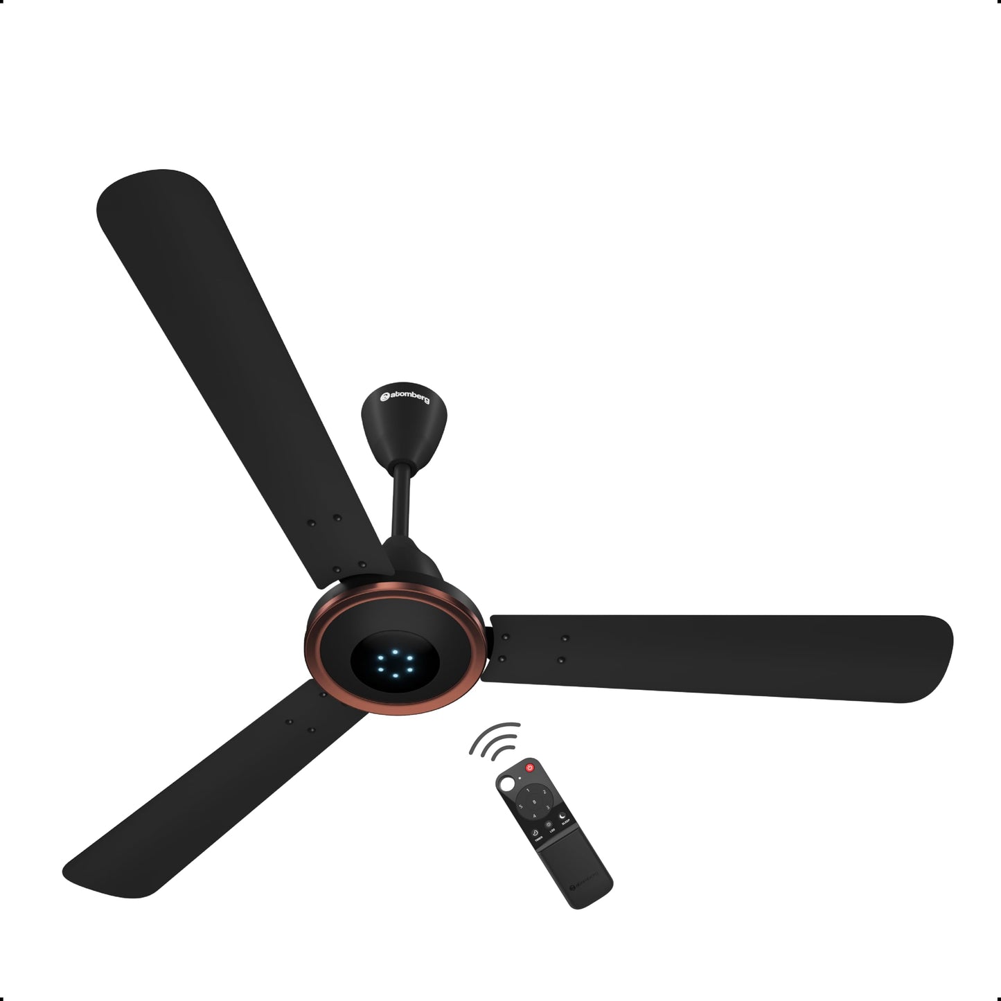 atomberg Efficio Alpha 1200mm BLDC Ceiling Fan with Remote Control | BEE 5 star Rated Energy Efficient Ceiling Fan | High Air Delivery with LED Indicators | 2 Year Warranty (Gloss Black)