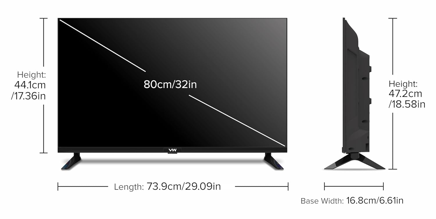 VW ( Visio World 80 cm (32 inches) OptimaX Series HD Ready Smart QLED Android TV VW32AQ1 (Black)