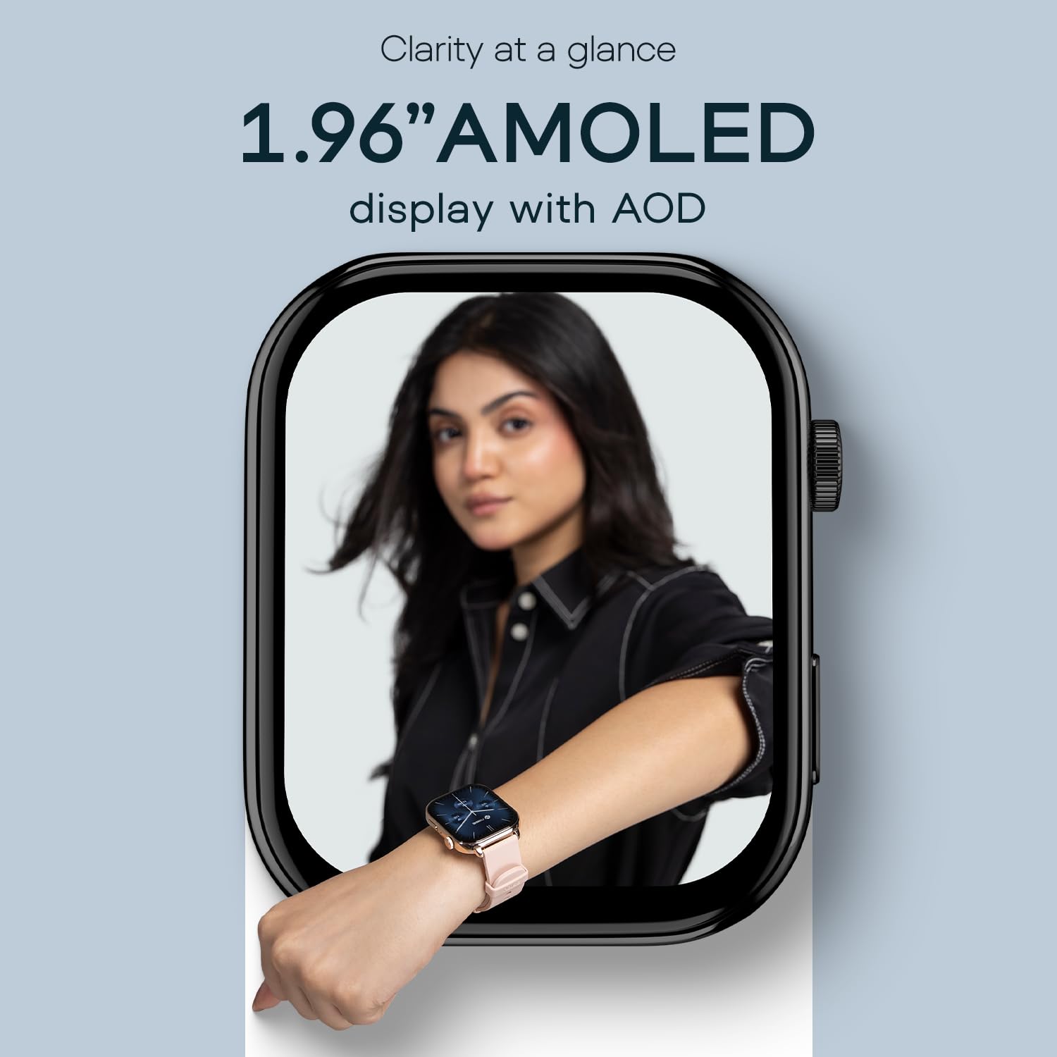Noise Pulse 4 Max Smart Watch with AI Create (India's 1st Ever with Unlimited Watch Faces), AI Search, 1.96" AMOLED Display, Functional Crown, Premium Metallic Finish, Health Suite (Jet Black)