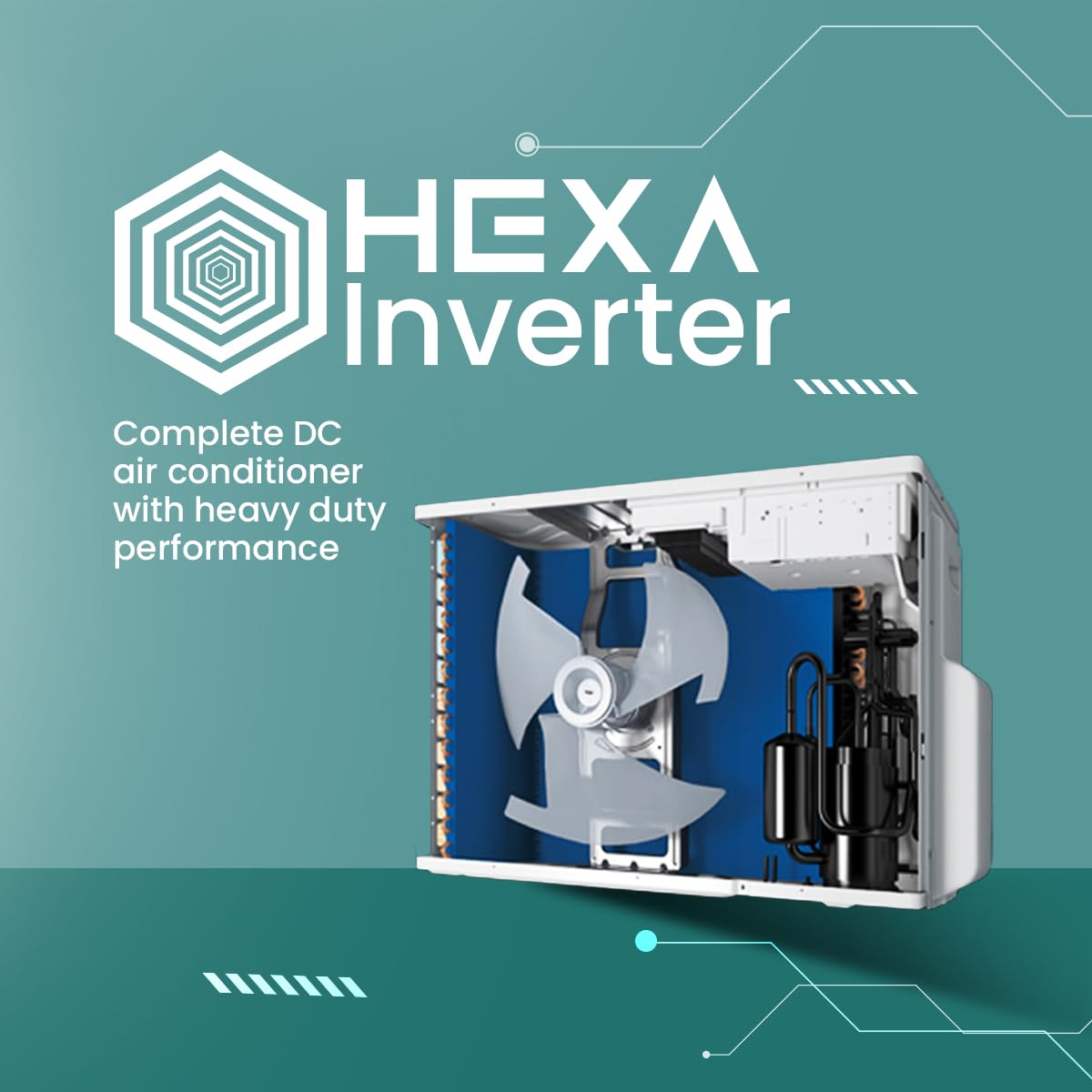 Haier 2 Ton 5 Star HEXA Inverter Split AC (6300 Watts, Copper, 7 in 1 Convertible, Heavy Duty, HD Filter, Cools at 60°C, Frost Self Clean, 20mtrs Air Throw - HSU24HD-ANW5BN-INV)