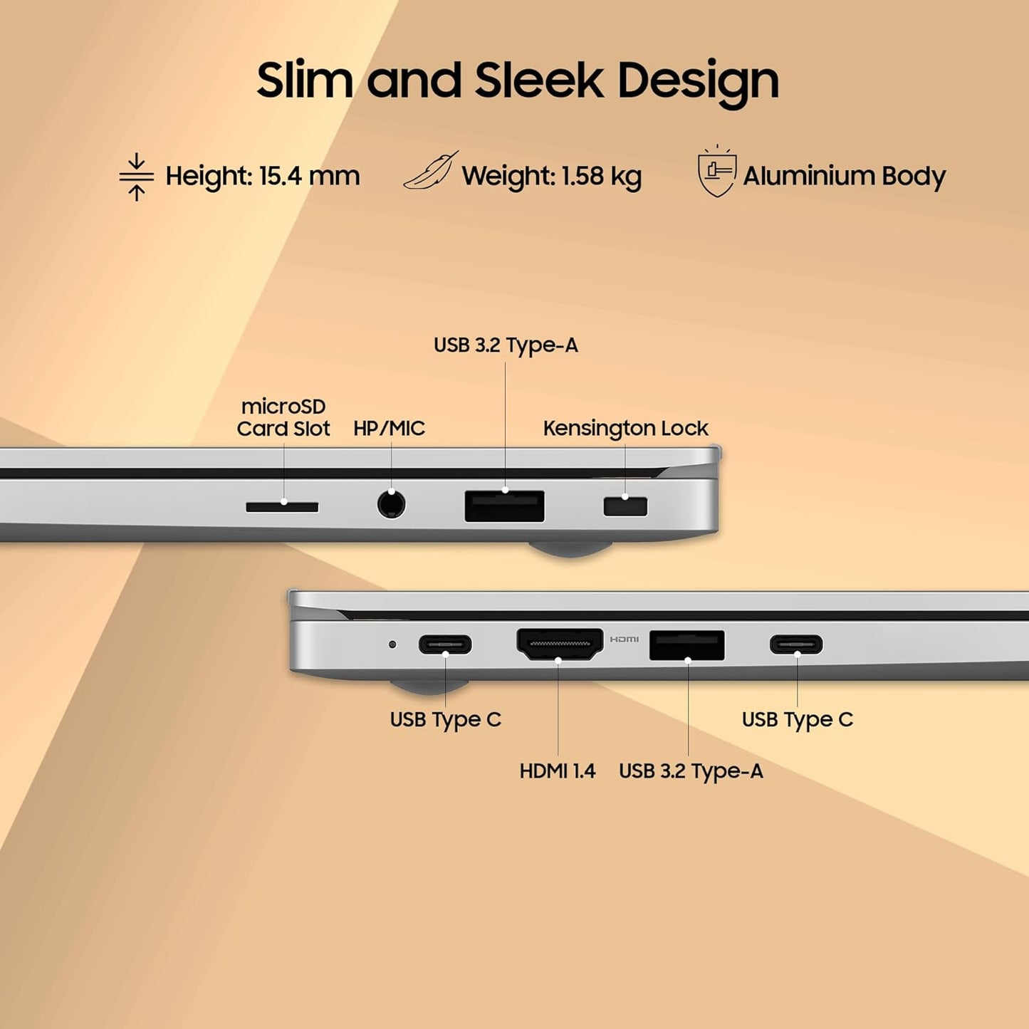 Samsung Galaxy Book3 Core i5 13th Gen 1335U - (8 GB/512 GB SSD/Windows 11 Home) Galaxy Book3 Thin and Light Laptop (15.6 Inch, Silver, 1.58 Kg, with MS Office)