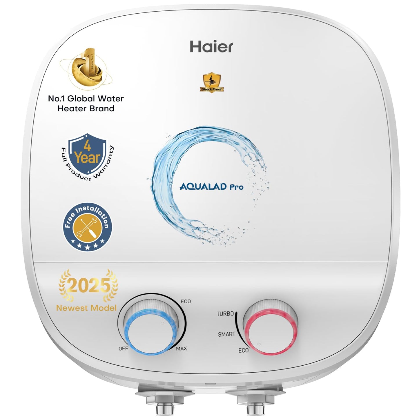 Haier Aqualad Pro Geyser 15 Litre 5 Star 1-3KW Adjustable Storage Water Geyser |Free Installation&Flexi Pipe| Warranty 10 Yr on Tank |Dual Control Knob |Shockproof Tech |Glassline Tank |9-Level Safety